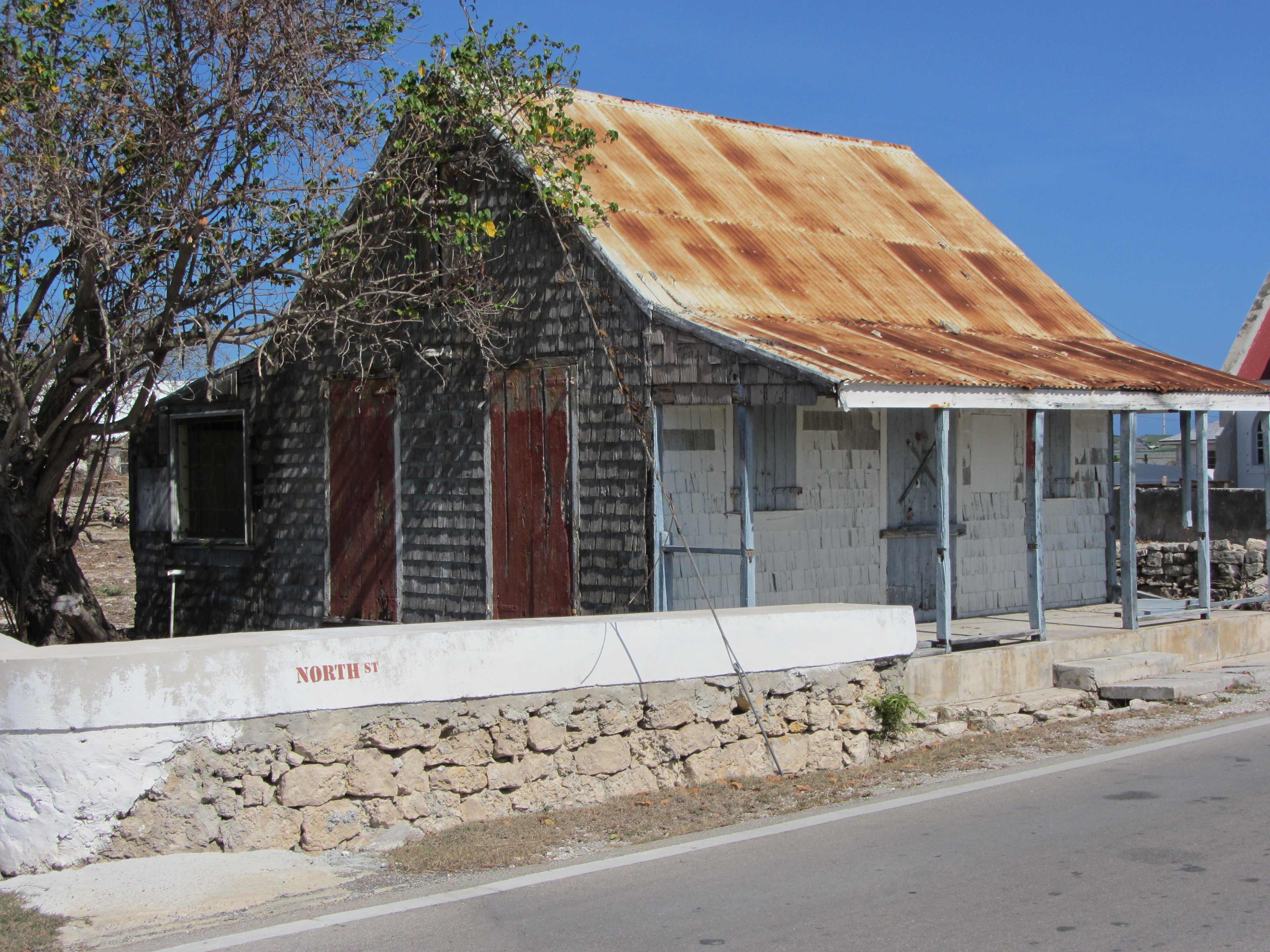 A boarded up shop on South Caicos.